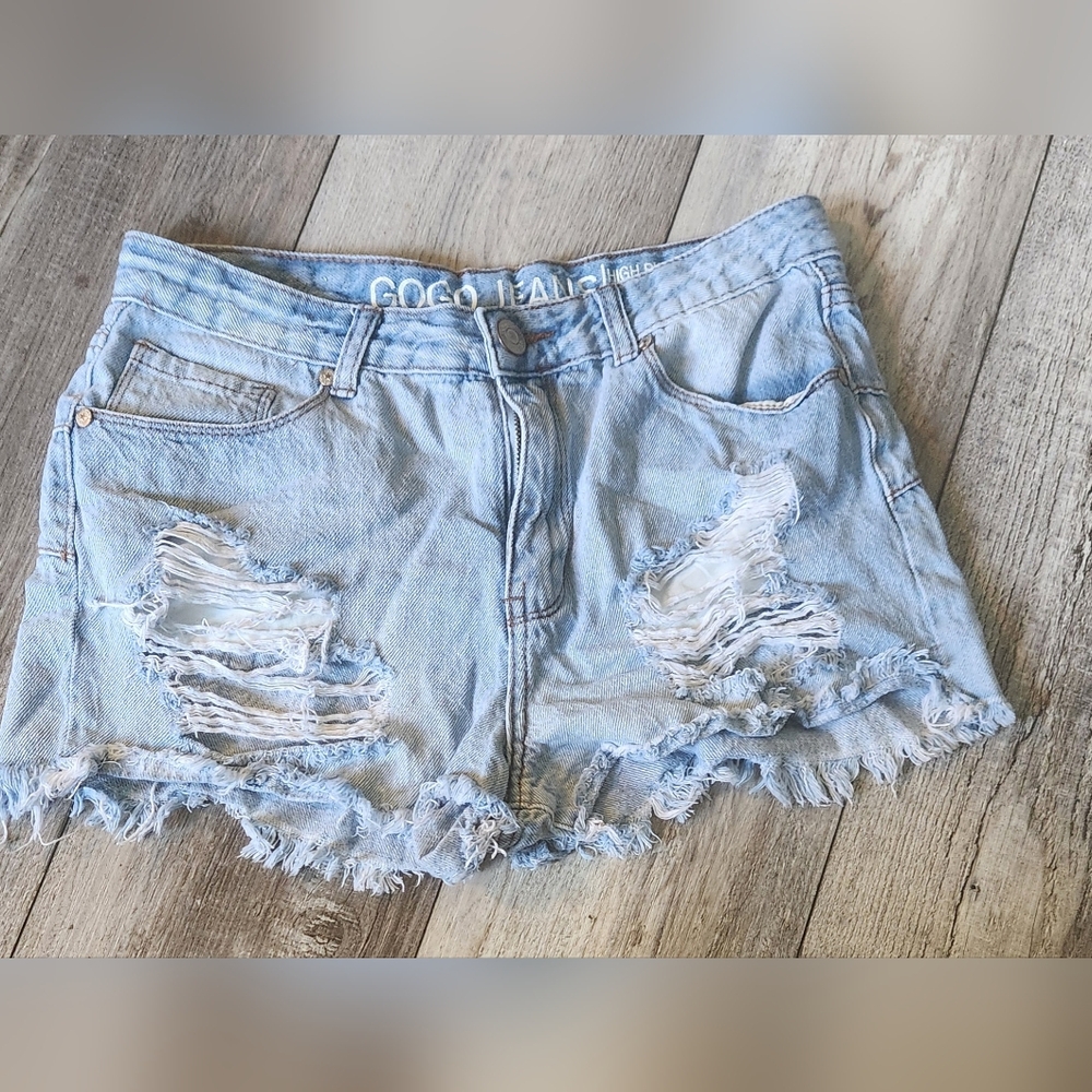 GoGo Juniors High Rise Distressed Frayed Hem Shorts